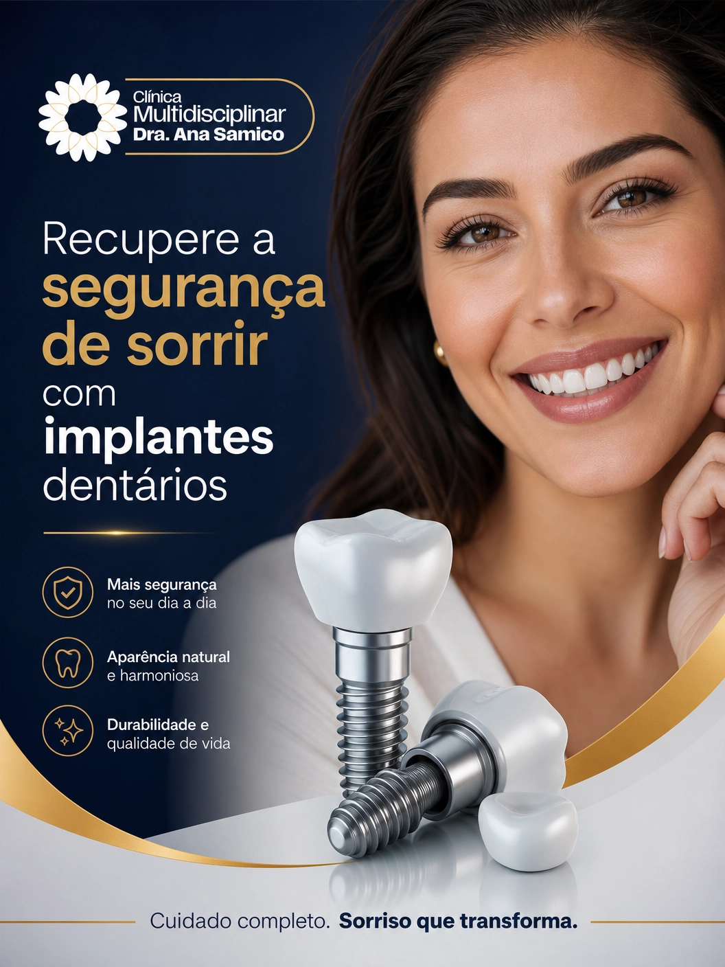 Arte sobre implante dentário da Clínica Dra. Ana Samico
